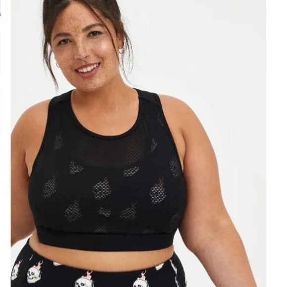 Torrid Foxy Black Skull Flames Sports Bra - Picture 1 of 4